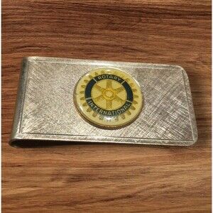 Vintage Rotary International Emblem Money Clip Gold Tone